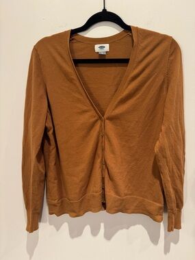 Old Navy Lightweight Rust Brown V-Neck Button Cardigan Size XL